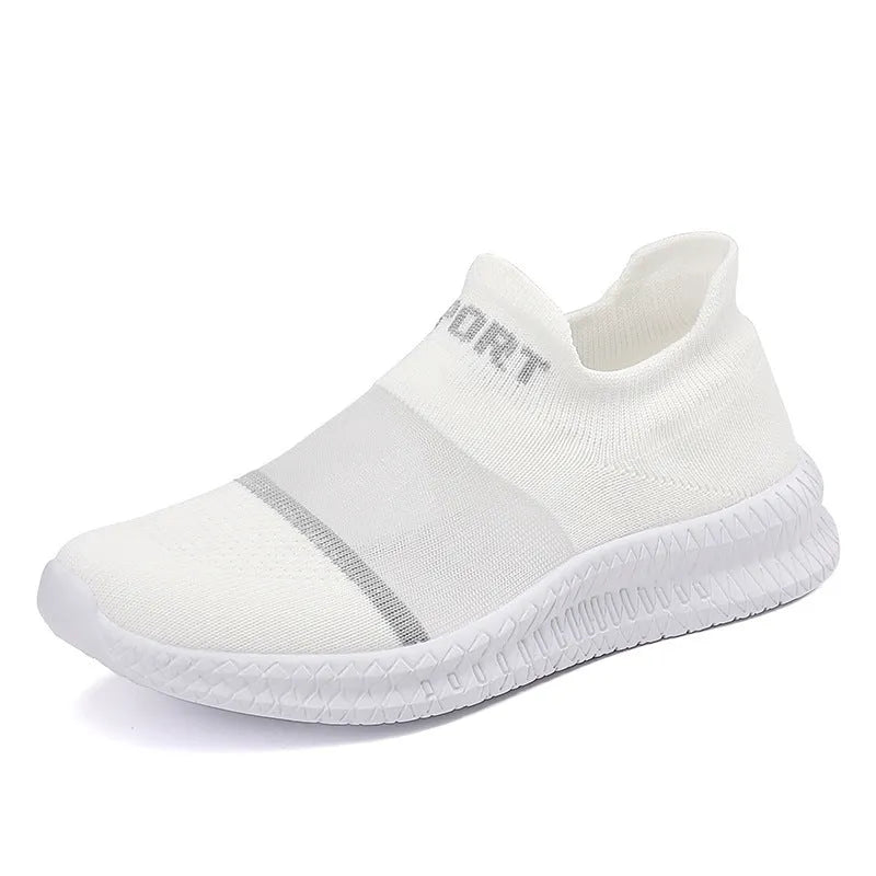 Breathable Flyknit slip-on socks shoes in khaki with MD sole and decorative tassel.