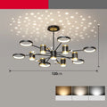 Black iron pendant lamp with 13 light heads in circular 1000mm diameter frame