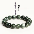 Green Dragon Crystal bracelet with Ruyi design and 8-9mm round beads on a wrist.