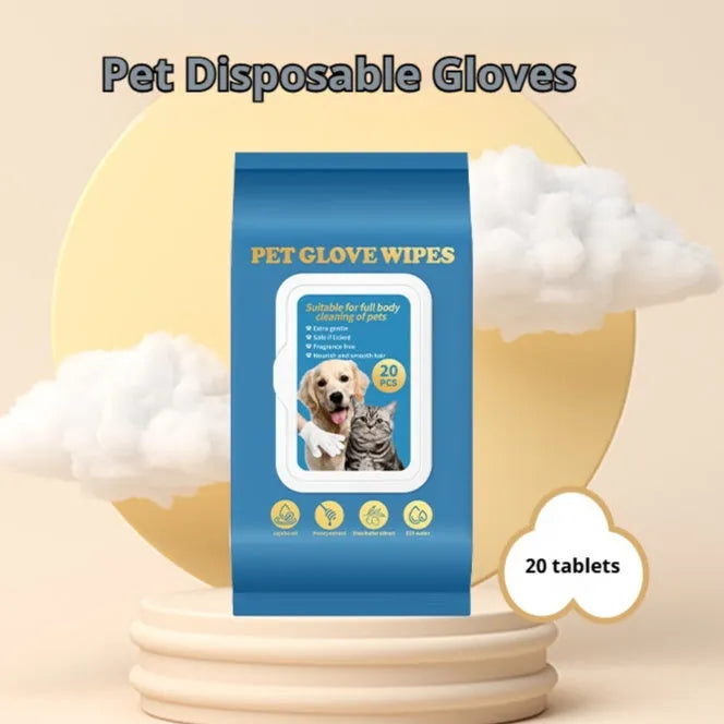 Pack of disposable pet gloves for cat and dog bath cleaning and grooming