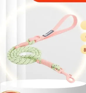 Solid colour PVC dog leash with hand-holding rope in crimson purple yellow or taoyao green