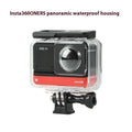 Transparent waterproof housing case for Insta360 One RS panoramic camera measuring 9x8x4.5cm