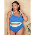 Women's high-waisted polyester bikini set in pure colour with split detailing