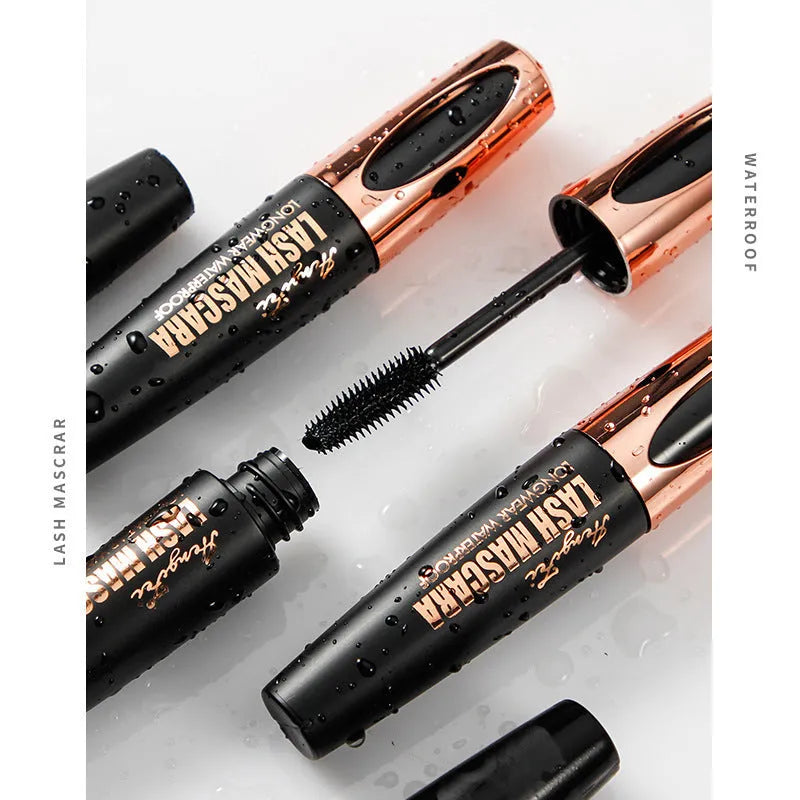 Black waterproof mascara tube for thick, long, curled lashes that resist smudging.