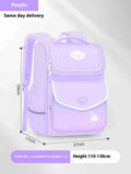 Girls' waterproof school backpack in pink, purple, or green with large capacity for primary school years 1 to 6