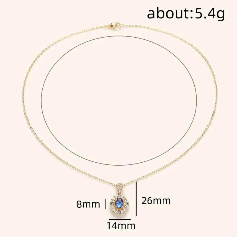 Royal style necklace with mixed gem pendant on adjustable chain in yellow gold colour