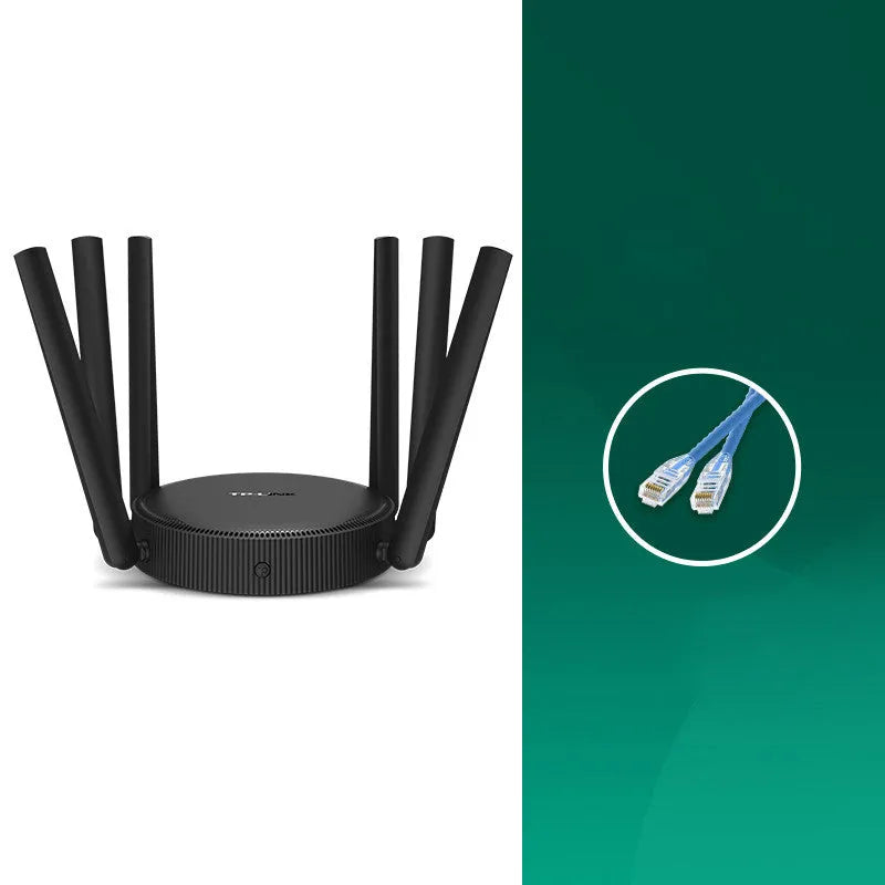 Black AC1900 Gigabit dual-band wireless router with easy display panel showing connection status