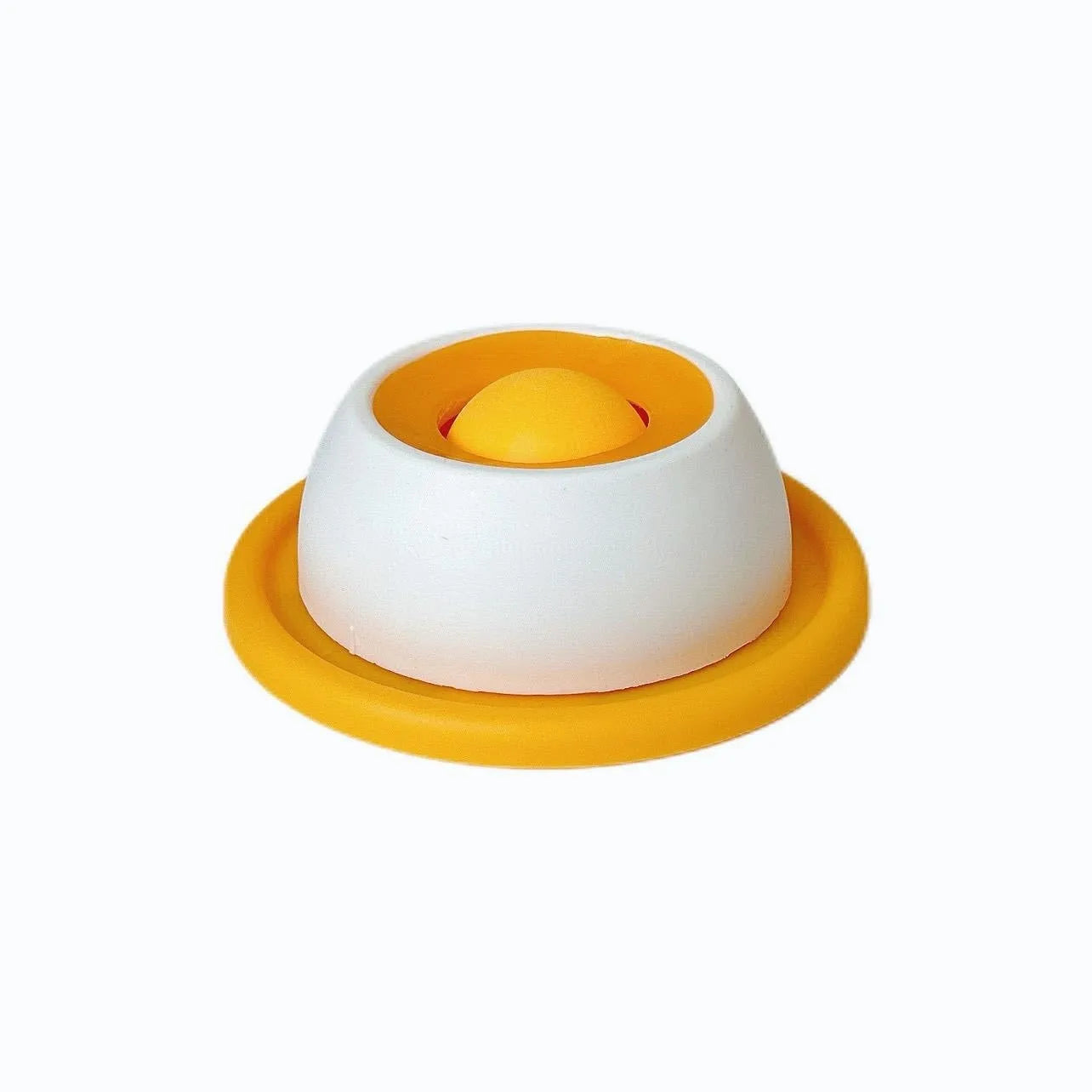 Yellow anti-spill slow feeder cat toy for indoor cats