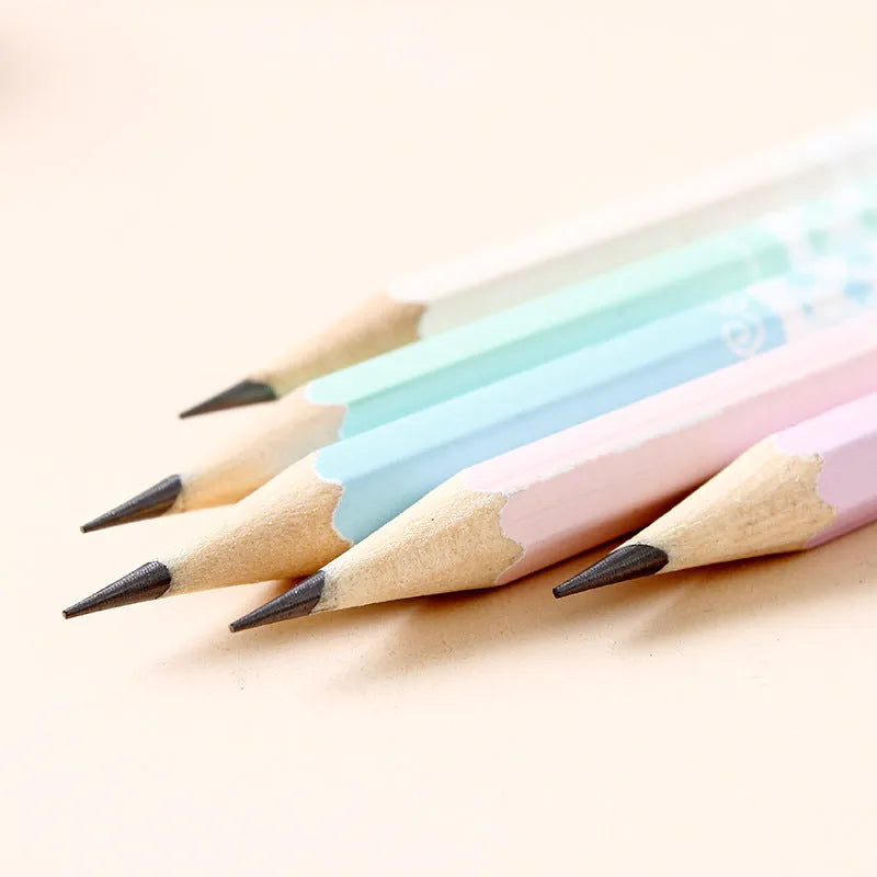 Pack of 50 six-angle Basswood wooden pencils with HB graphite refills