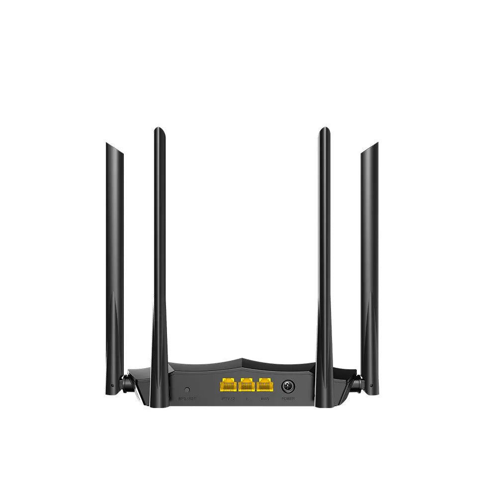 AC8 dual-band wireless router with three Gigabit LAN ports on the back.